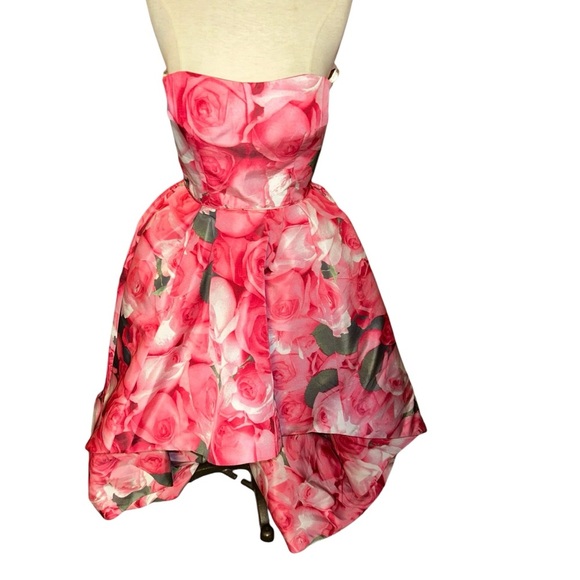 Sherri Hill 51791 Pink floral high low prom pageant bridal gown dress size 4 - Picture 4 of 10